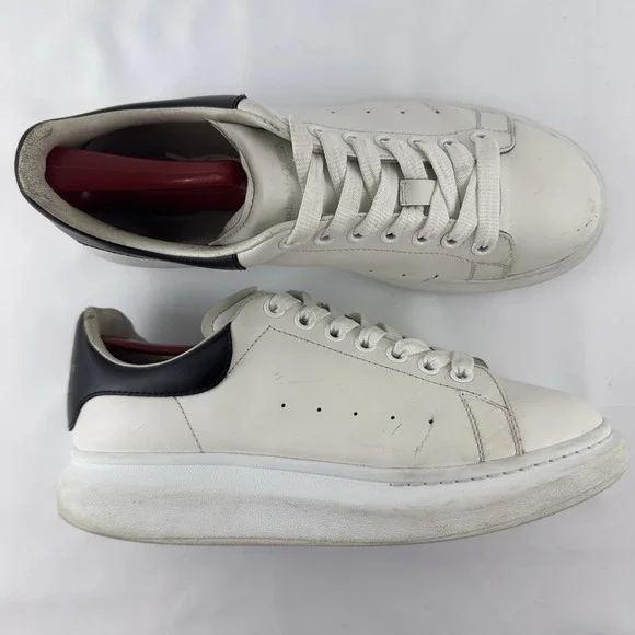 Alexander‎ McQueen Oversized Sneakers Men's White Leather Black Heel Size 43